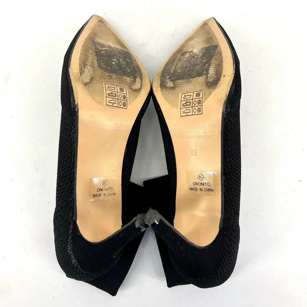 Catherine Malandrino Dnonito Black Knit Ankle Heeled Bootie‎ pointed toe (8.5)